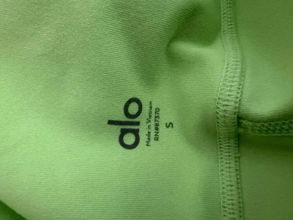 Alo Yoga Airbrush High-Waist Biker Shorts in Green Apple